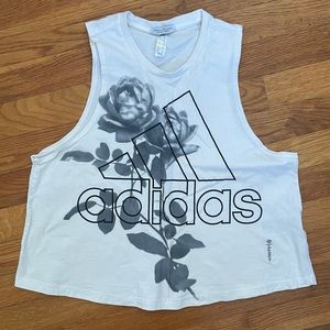 Adidas Rose print Cropped Boxy Tank - Small